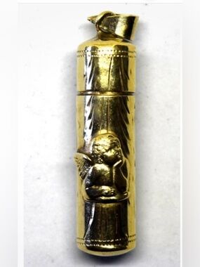 925 stamped Sterling Gold Vermeil Angel Raphael Prayer Capsule Pendant